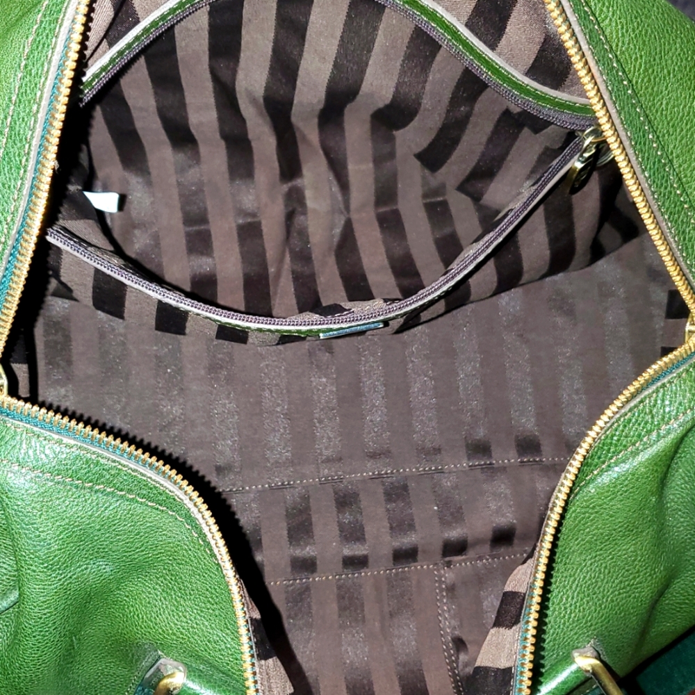MCM Olive Green Leather Travel Bag - Picture 16 of 17